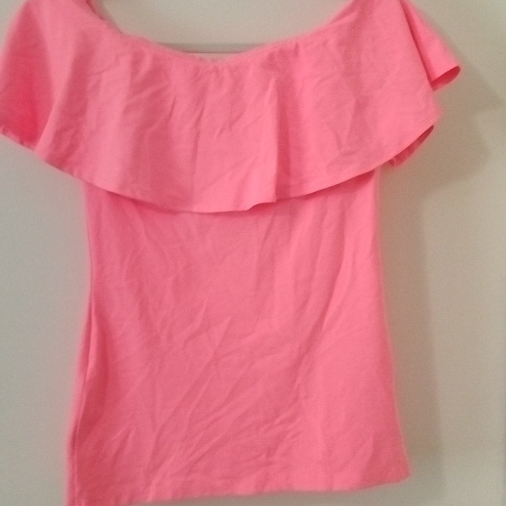 Susana monoco off the shoulder ruffle shirt size xs pink